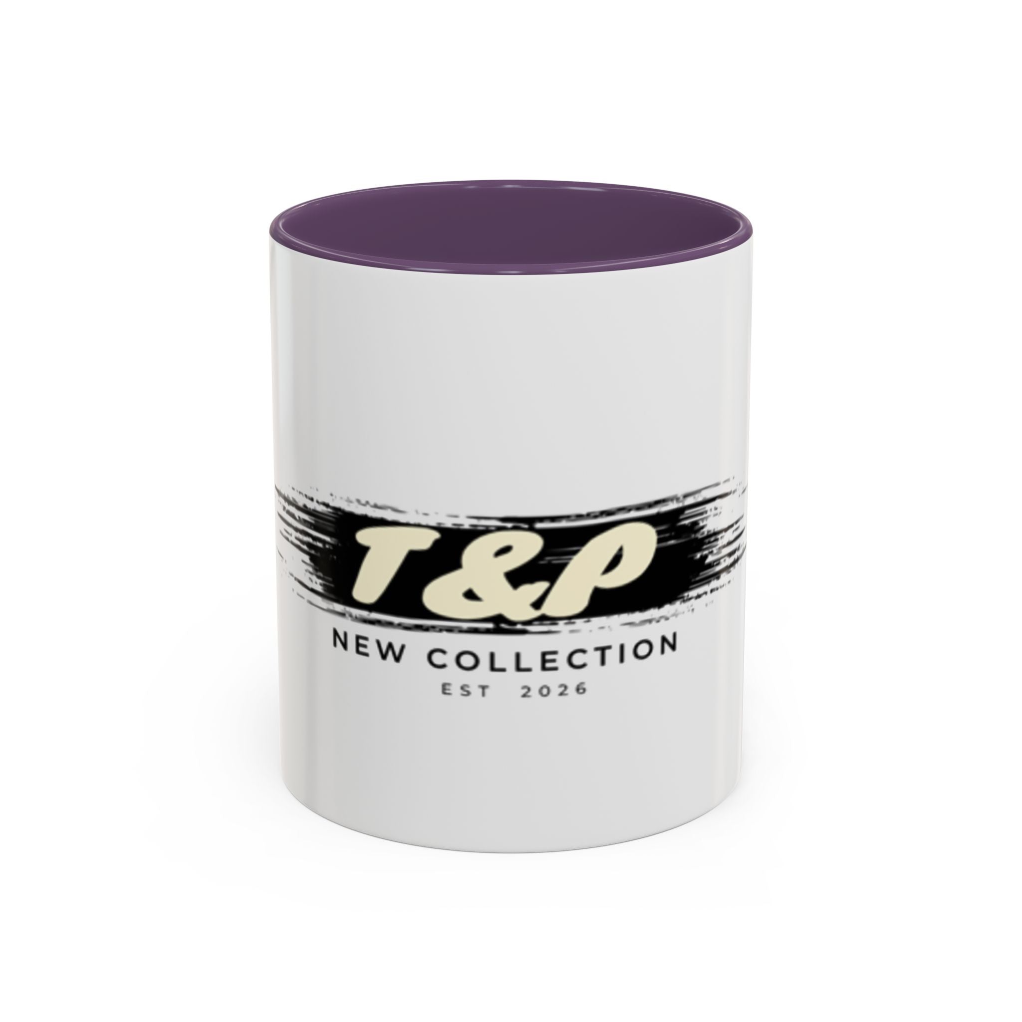 T&P New Collection Accent Coffee Mug — 11/15oz Ceramic Mug with Black Handle & Rim