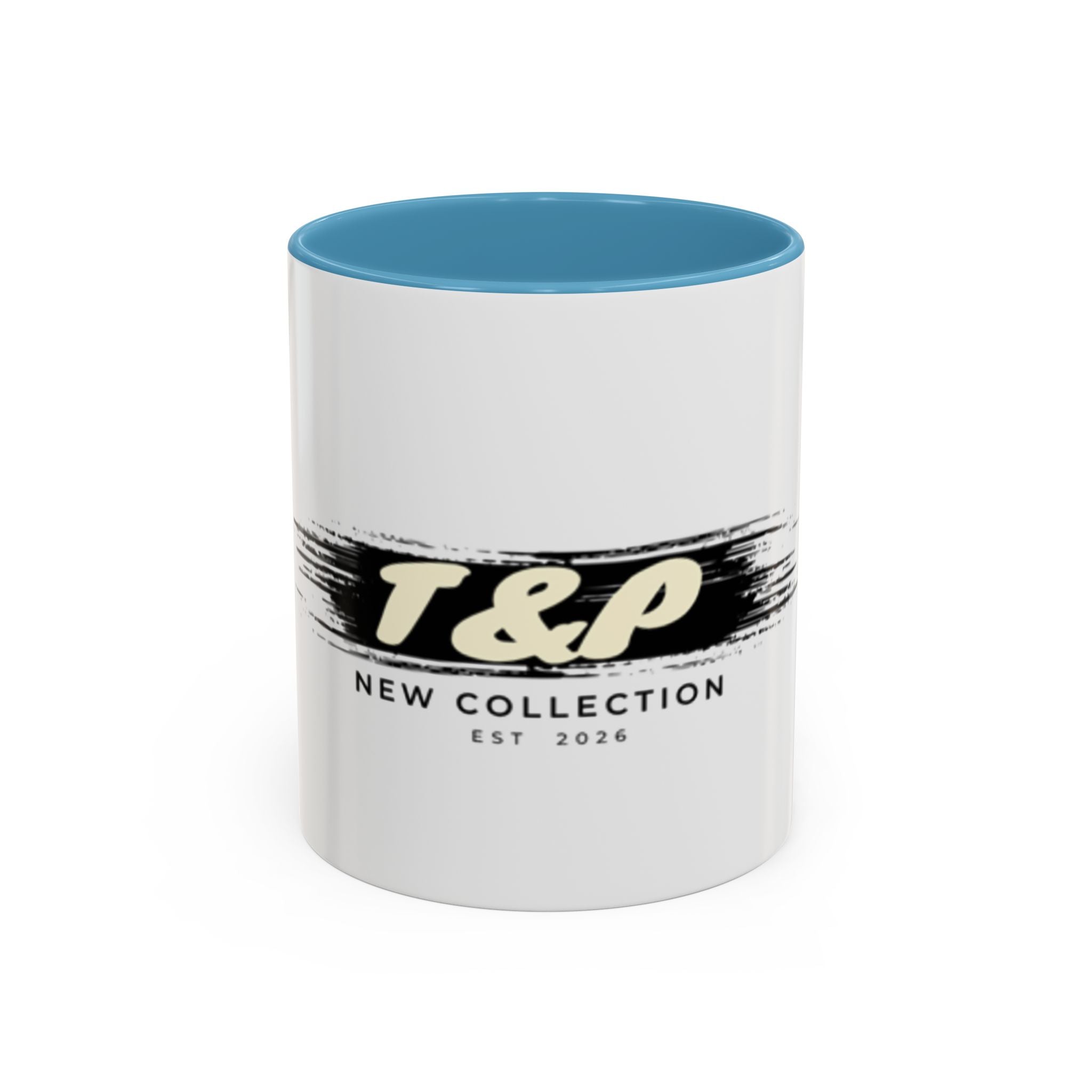 T&P New Collection Accent Coffee Mug — 11/15oz Ceramic Mug with Black Handle & Rim
