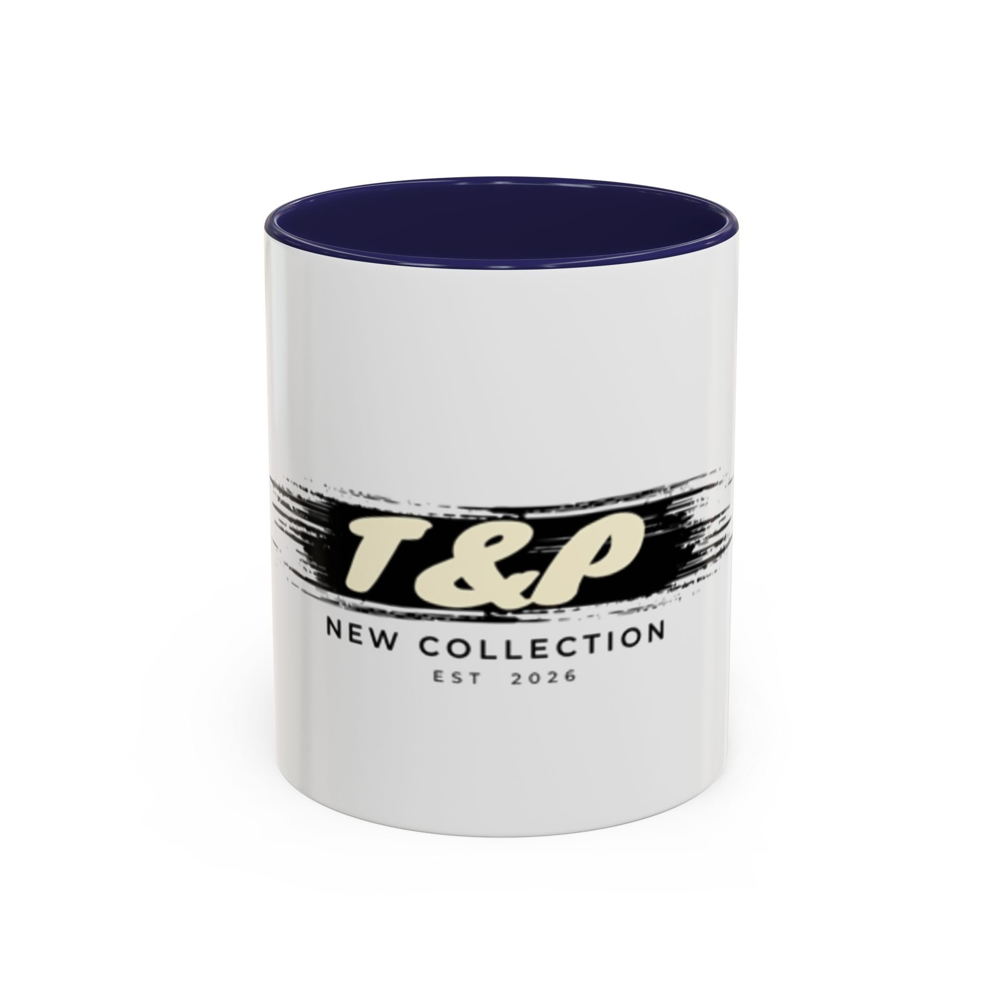 T&P New Collection Accent Coffee Mug — 11/15oz Ceramic Mug with Black Handle & Rim