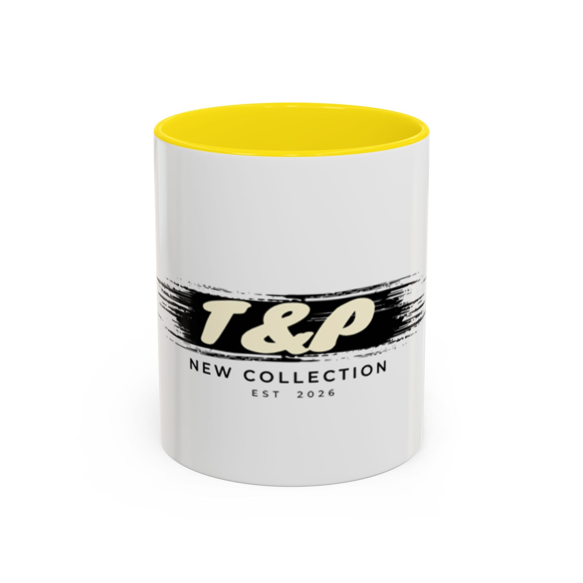 T&P New Collection Accent Coffee Mug — 11/15oz Ceramic Mug with Black Handle & Rim